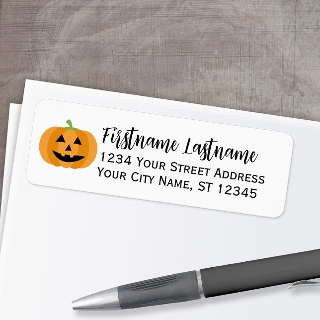 Étiquette Halloween Party - Citrouille mignon Adresse de ret (Personalized Return Address Label)