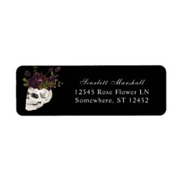 Étiquette Halloween Purple Florple & Skull Adresse de retour