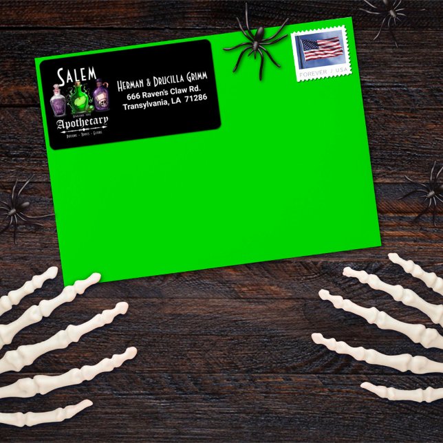 Étiquette Halloween Salem Potions appothécaires Toniques Eli (Créateur téléchargé)