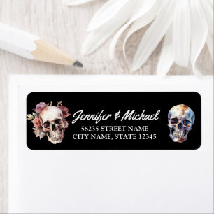Étiquette halloween squelettes gothique mariage noir adresse