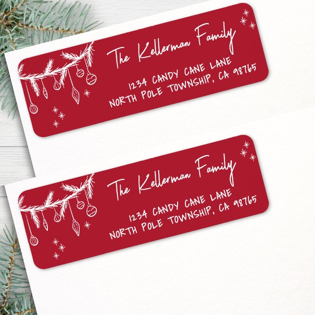 Étiquette Hand Drawn Christmas Return Address (Hand Drawn Christmas Return Address label )