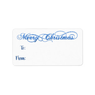 Étiquette Hand Lettered Blue Navy Merry Christmas Script