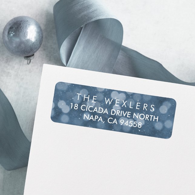 Étiquette Hanoukka Blue Bokeh Adresse de retour (Créateur téléchargé)