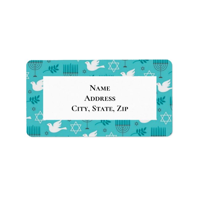 Étiquette Hanoukka Menorah Dove Star (Devant)