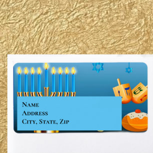 Étiquette Hanoukka Menorah et Dreidels