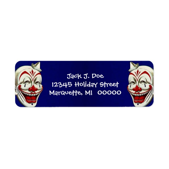 Étiquette Happy Clown Faces Frame Adresse de retour Label (Devant)