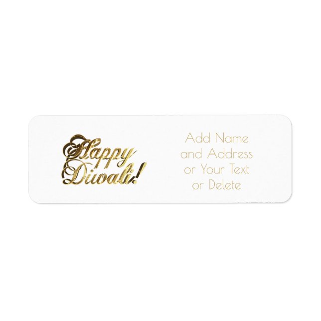 Étiquette Happy Diwali Faux Gold Foil Typographie Chic (Devant)