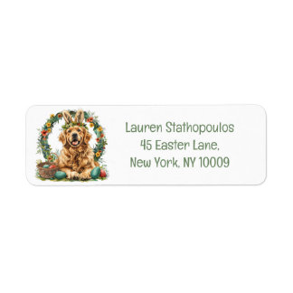 Étiquette Happy Easter Golden Retriever Dog Bunny Ears