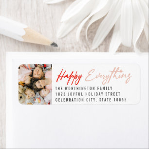 Étiquette Happy Everything Script Photo Return Adresse