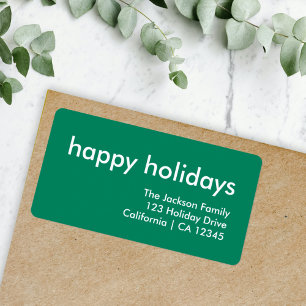 Étiquette Happy Holidays Simple Green Return Address
