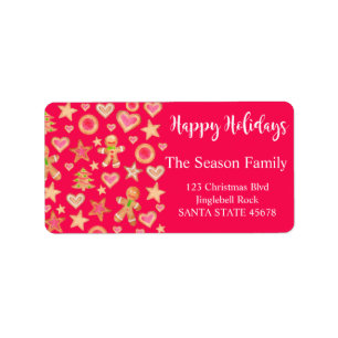 Étiquette Happy Holidays watercolor gingerbread cookies