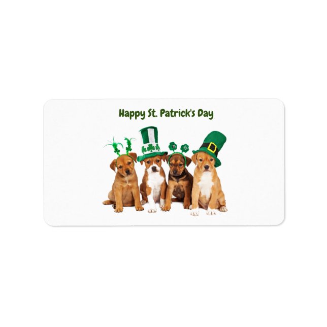 Étiquette Happy St. Patrick's Day dogs Vacances (Devant)