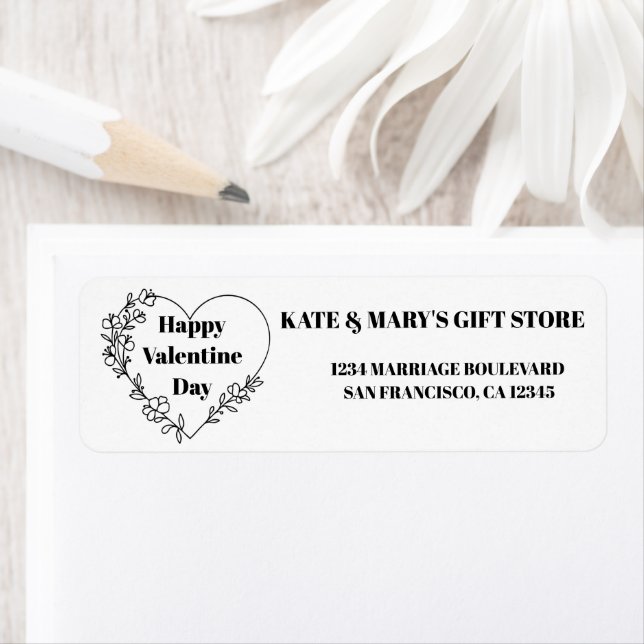 Étiquette Happy Valentine's Day Business Name Website (En situation)