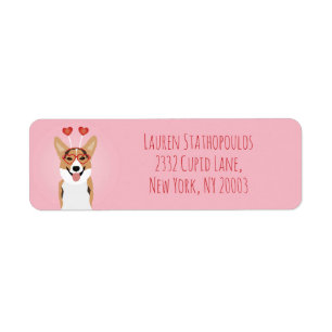 Étiquette Happy Valentines Day Corgi Dog