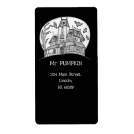 Étiquette Haunted House and Bats Halloween