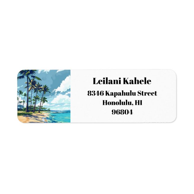 Étiquette Hawaii Kai Honolulu Oahu Hawaii Adresse de retour (Devant)