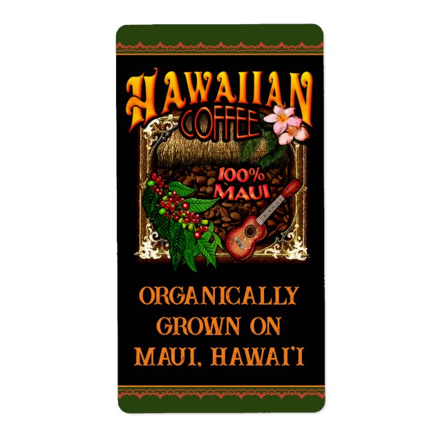 Étiquette Hawaiian Coffee Maui (Devant)