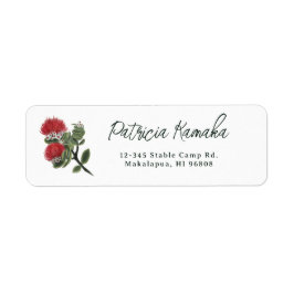Étiquette Hawaiian Red Lehua Flower Return Address