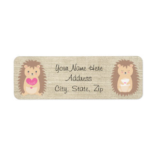 Étiquette Hedgehog Country Burlap Motif Adresse de retour