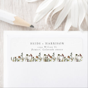 Étiquette HEIDI Bohemian Watercolor Fleur sauvage Adresse