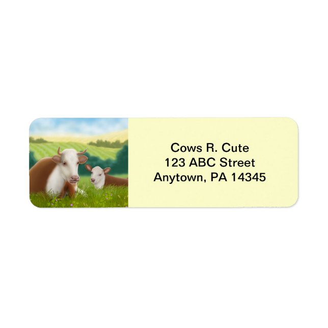 Étiquette Hereford Cow and Calf personnalisable (Devant)