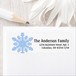 Étiquette Heure d'hiver Blue Snowflake Adresse