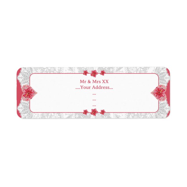 Étiquette Hibiscus & dentelle RED (Devant)