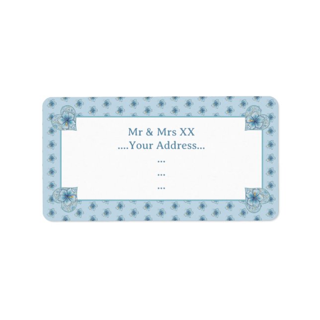 Étiquette Hibiscus & dentelle TURQUOISE (Devant)