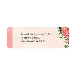 Étiquette Hibiscus Floral Rose Petite Adresse de retour Étiq