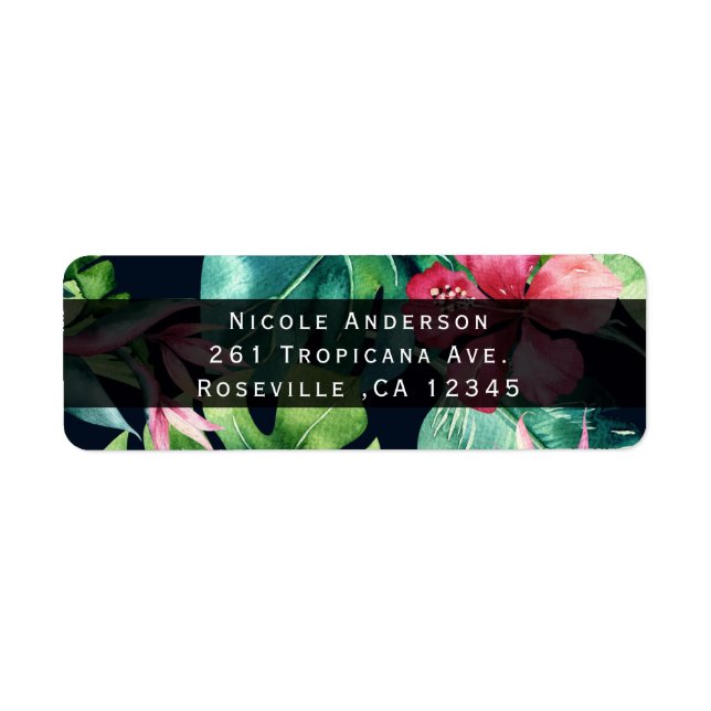 Étiquette Hibiscus floral tropical Feuilles Invitation d'été (Devant)