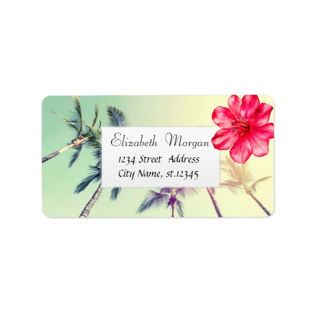 Étiquette Hibiscus hawaïen tropical, Palmes (Devant)