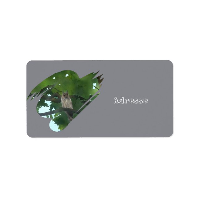 Étiquette Hibou dans l'arbre (Devant)
