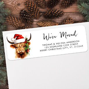 Étiquette Highland Cow Festive Farm Holiday Adresse de retou