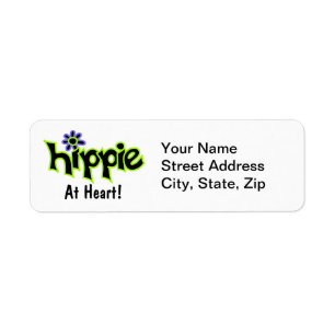Étiquette Hippie at Heart Black Lime Green Art Custom