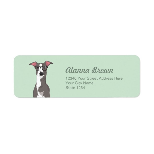 Étiquette Hipster italien Greyhound Dog pour Amoureux de les (Devant)
