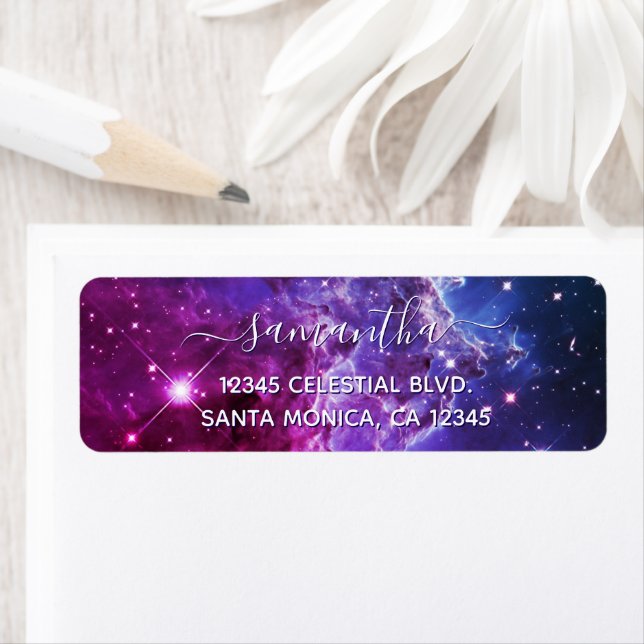 Étiquette Hipster Purple Ombre Monkey Head Nebula Signature (En situation)