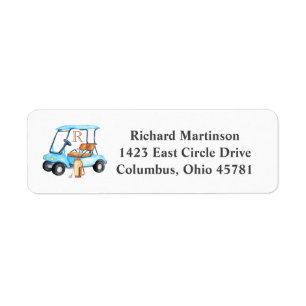 Étiquette His Golf Cart with Clubs Monogram