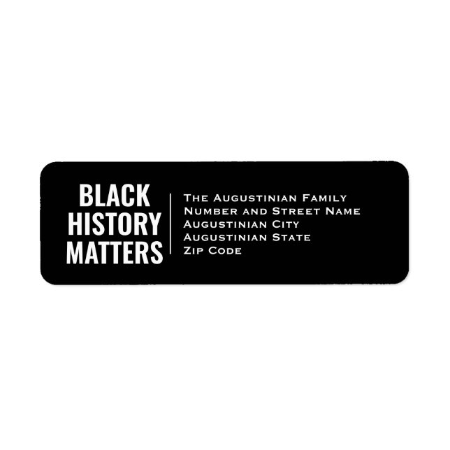 Étiquette HISTOIRE NOIRE QUESTIONS BHM Adresse de retour (Devant)