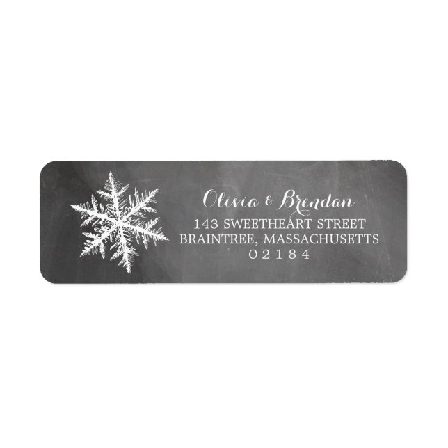Étiquette Hiver Froid Flammes de neige Chalkboard Adresse de (Devant)