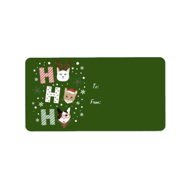 Étiquette Ho Ho Ho Chats Joyeux Noël (Devant)