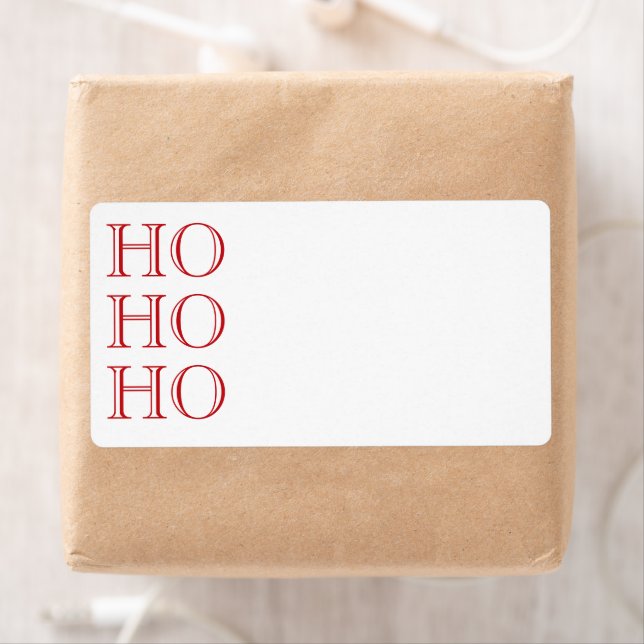 Étiquette Ho Ho Ho rouge vierge Noël Retour Adresse (En situation)