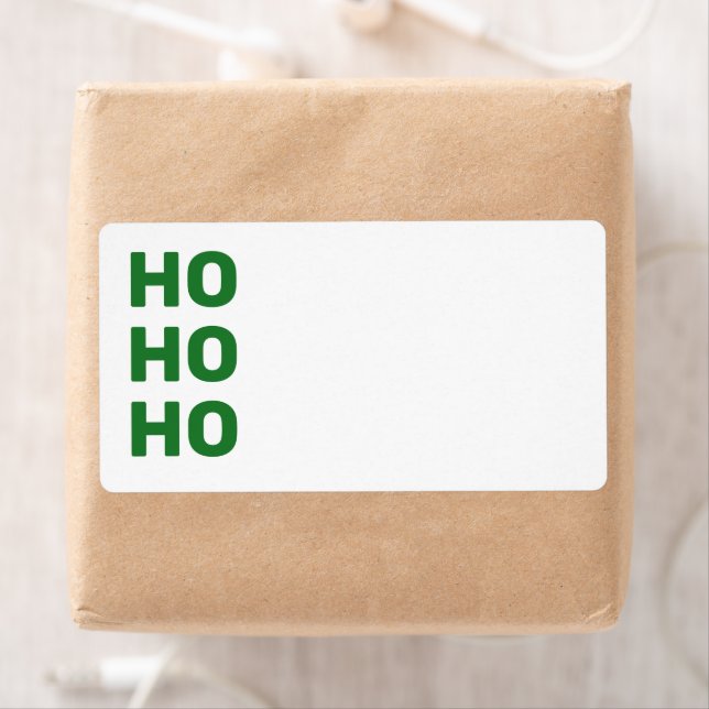 Étiquette Ho Ho Ho vert vierge Noël Retour Adresse (En situation)