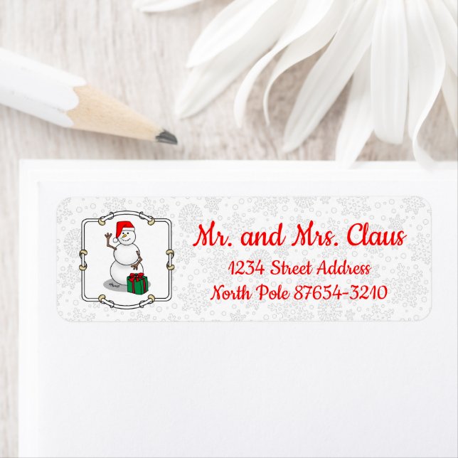 Étiquette Ho Ho Joyeux Noël Père Noël mignonne Snowman (En situation)