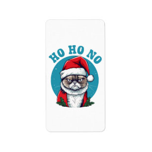 Étiquette Ho ho non - drôle de chat grumpy santa