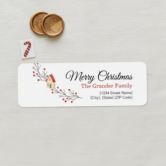 Étiquette Holiday Berry Branch Christmas (holiday party return address label)