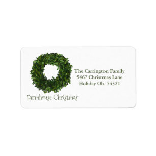 Étiquette Holiday Farmhouse Christmas Wareath Adresse