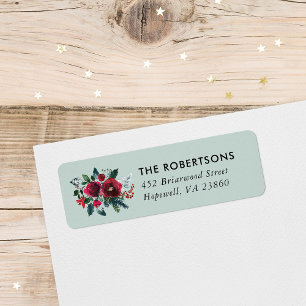 Étiquette Holiday Floral Christmas Floral Retour Adresse