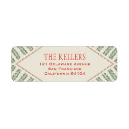 Étiquette Holiday Foliage Quadrant Ivory and Green