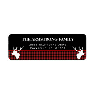 Étiquette Holiday Red Buffalo Plaid Rustique Style Adresse