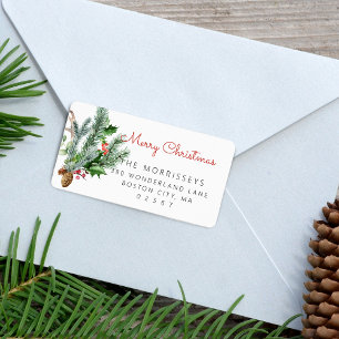 Étiquette Holiday Winter Greenery Address Label